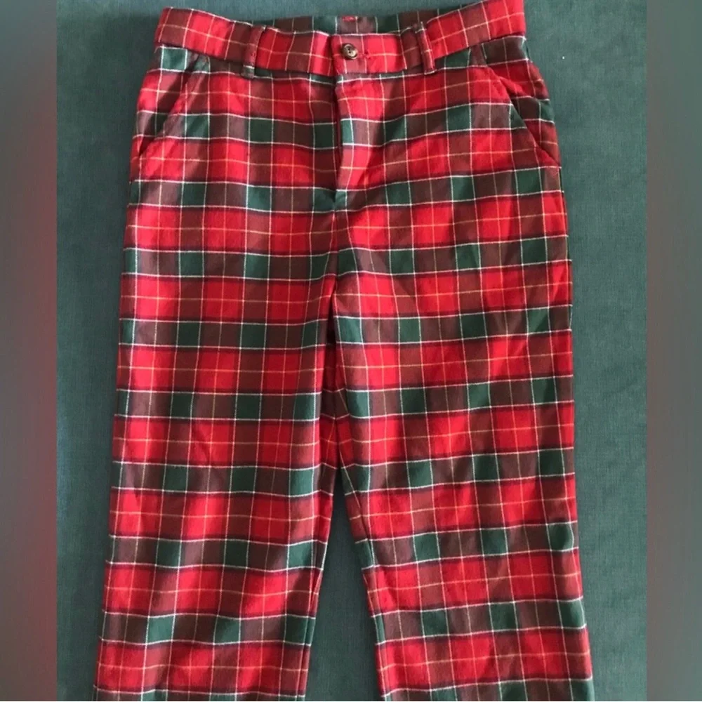 Red and Green Plaid Boys Pants - Classic Festive Check Size 10 NWOT